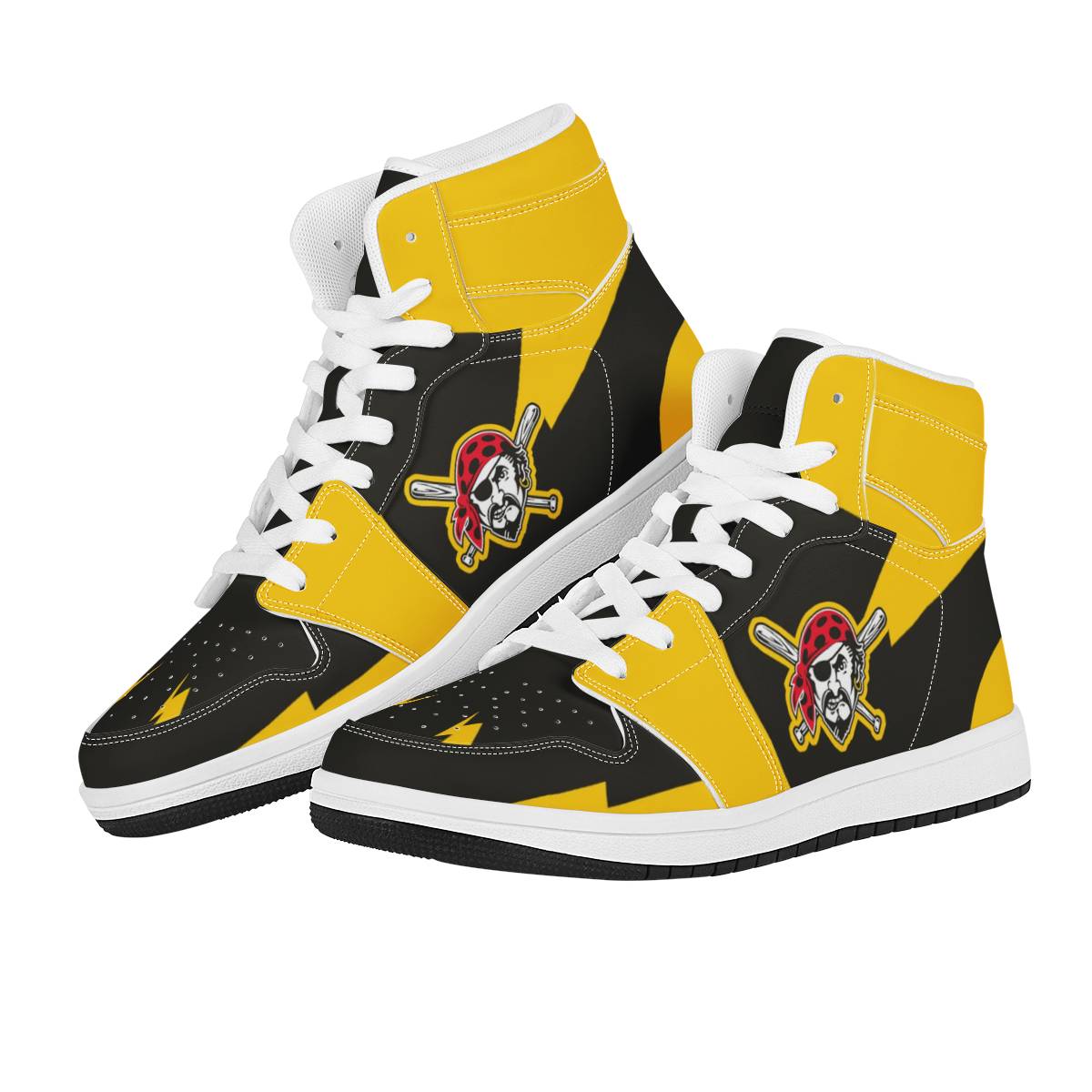 Men's Pittsburgh Pirates High Top Leather AJ1 Sneakers 001